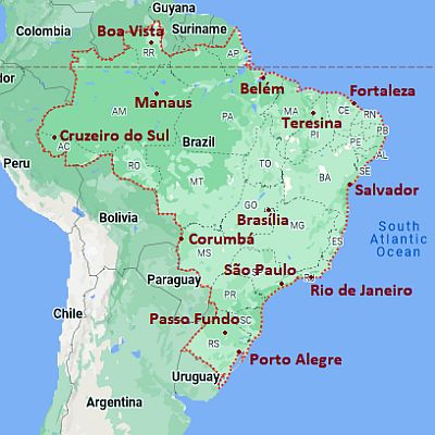 Map with cities - Brazil