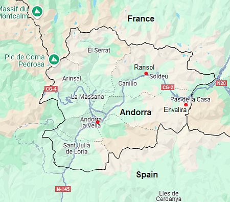 Map with cities - Andorra