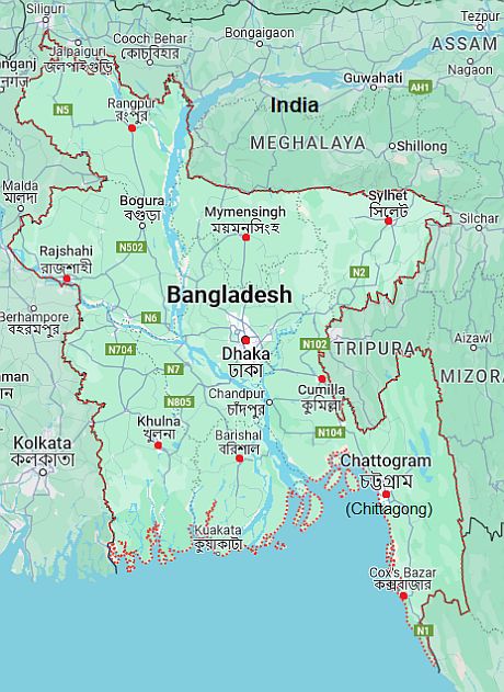 Map with cities - Bangladesh