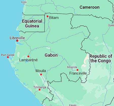 Map with cities - Gabon