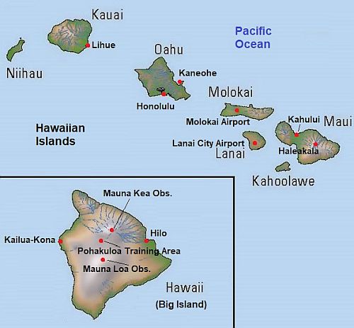 Map with cities - Hawaii