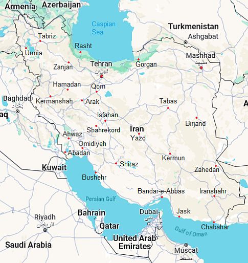 Map with cities - Iran