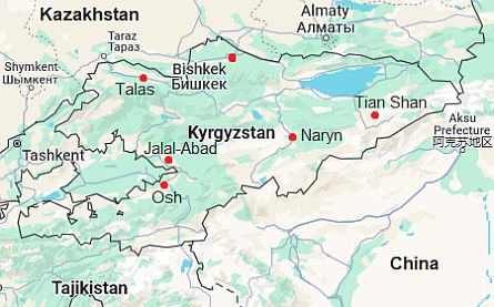 Map with cities - Kyrgyzstan