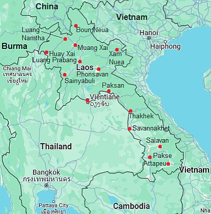 Map with cities - Laos