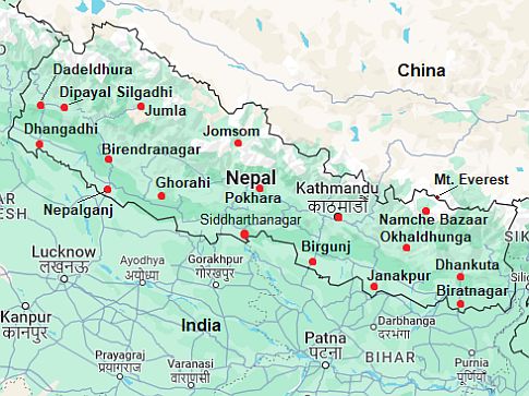 Map with cities - Nepal