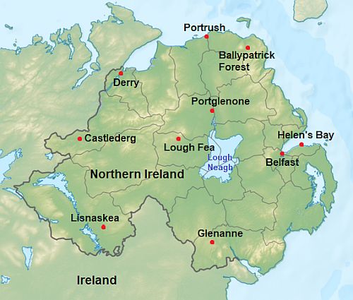 Map with cities - Northern Ireland