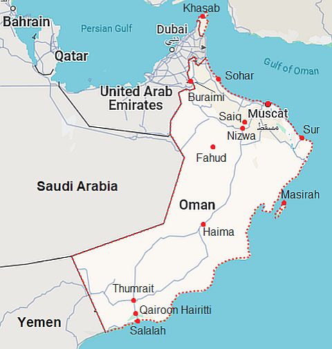 Map with cities - Oman