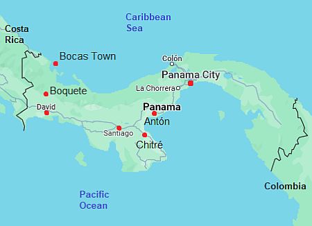 Map with cities - Panama