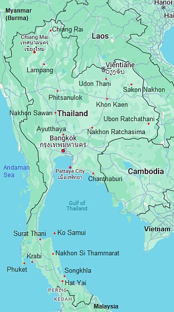 Map with cities - Thailand