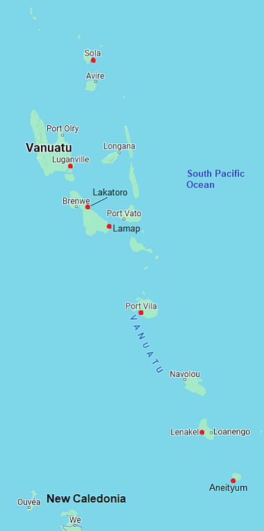 Map with cities - Vanuatu