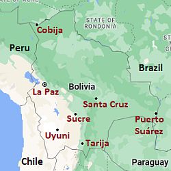 Map with cities - Bolivia