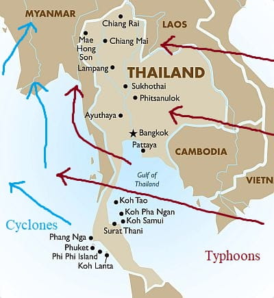 Cyclones and typhoons in Thailand