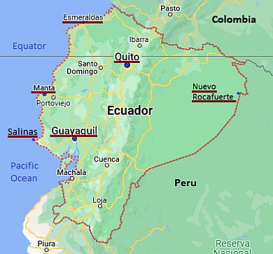 Map with cities - Ecuador