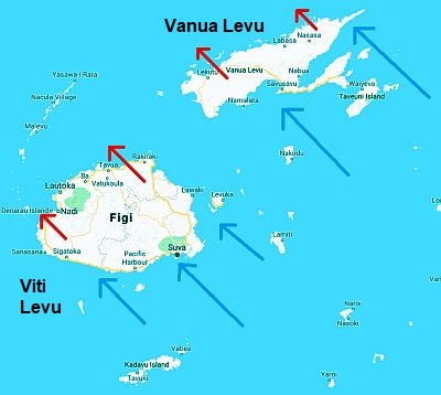 Southeastern trade winds on the Fiji Islands