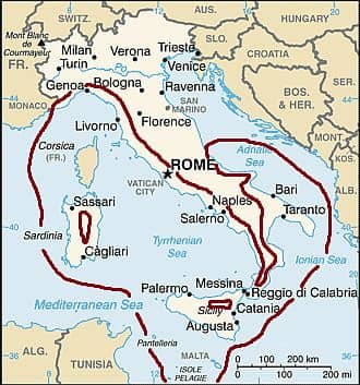 Area having a Mediterranean climate