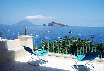 Sea from Panarea, Stromboli and Basiluzzo in the background