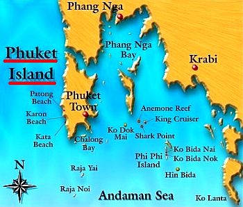 Map of Phuket and surrounding areas