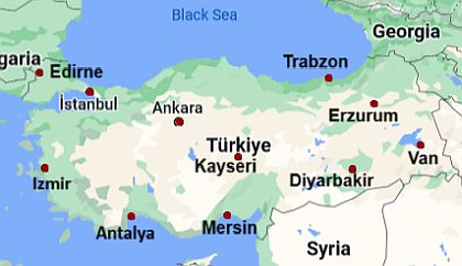 Map with cities - Turkey