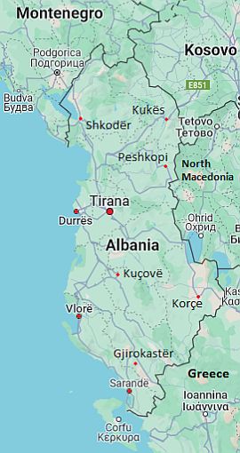Map with cities - Albania