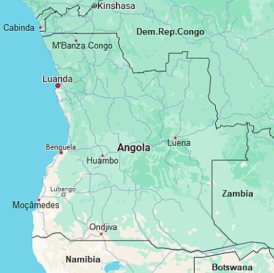 Map with cities - Angola