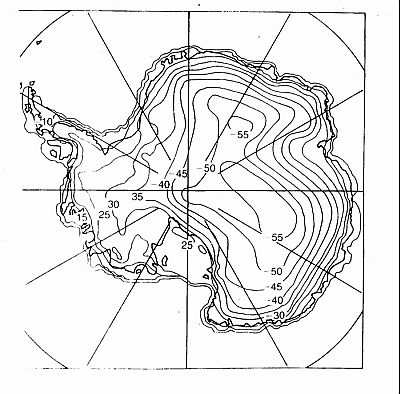 Average annual temperatures in Antarctica