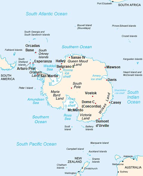 Map with cities - Antarctica