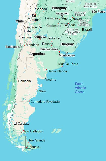 Map with cities - Argentina