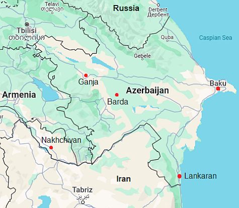 Map with cities - Azerbaijan