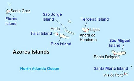 Map with cities - Azores