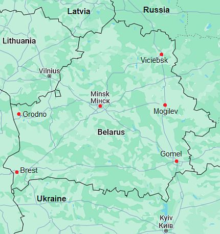 Map with cities - Belarus