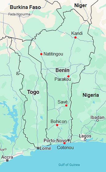 Map with cities - Benin