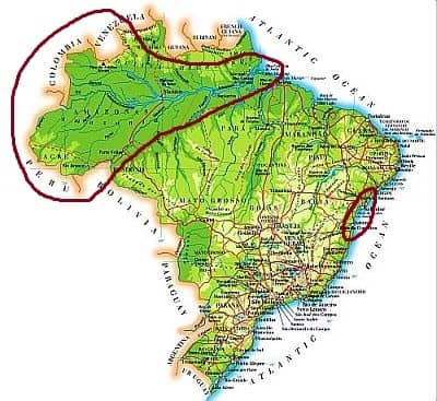 Areas having an equatorial climate