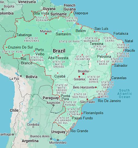 Map with cities - Brazil