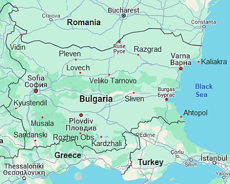Map with cities - Bulgaria
