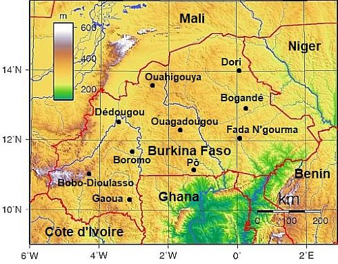 Map with cities - Burkina Faso