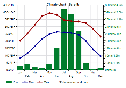 Climate chart - Bareilly (Uttar Pradesh)