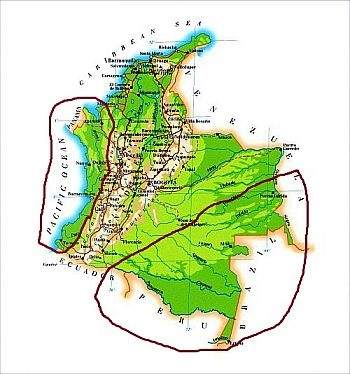 Colombia, areas with an equatorial climate