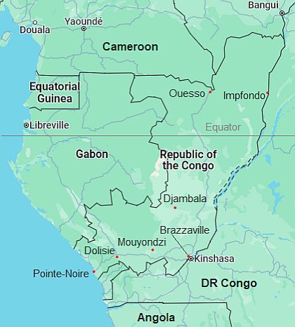 Map with cities - Congo