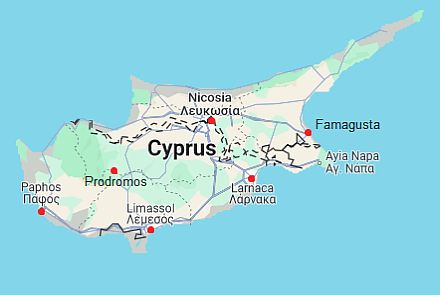 Map with cities - Cyprus