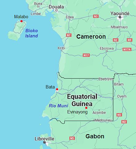 Map with cities - Equatorial Guinea