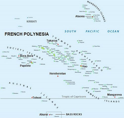 Map with cities - French Polynesia