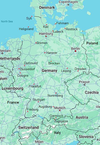 Map with cities - Germany