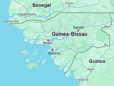 Map with cities - Guinea Bissau