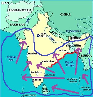 Areas affected by cyclones in India