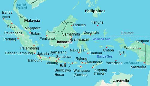 Map with cities - Indonesia