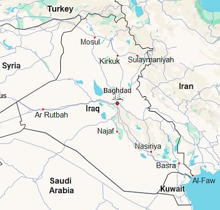 Map with cities - Iraq