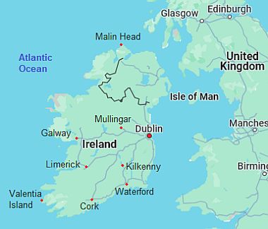 Map with cities - Ireland