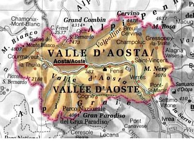Aosta Valley, map