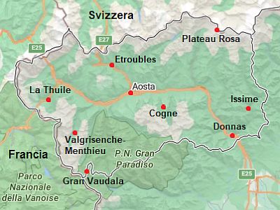 Map with cities - Aosta Valley