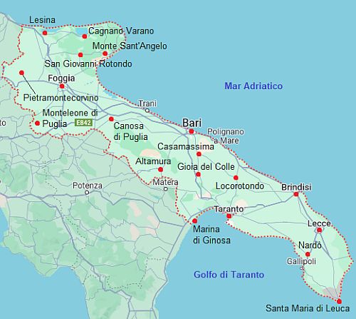 Map with cities - Apulia